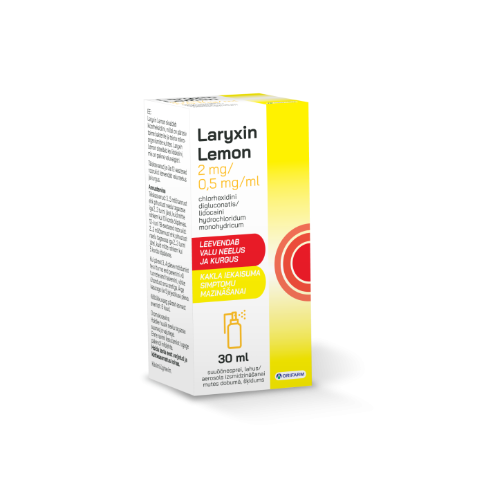 LARYXIN LEMON SUUÕÕNESPREI 2MG+0,5MG/1ML 30ML N1