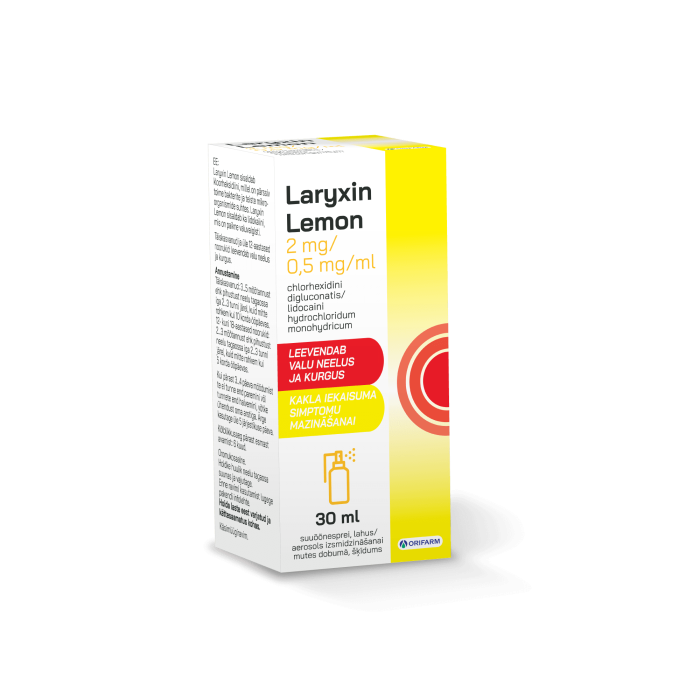 LARYXIN LEMON SUUÕÕNESPREI 2MG+0,5MG/1ML 30ML N1