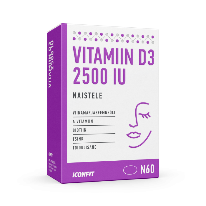 ICONFIT VITAMIIN D3 NAISTELE ÕLIKAPSLID 2500IU N60