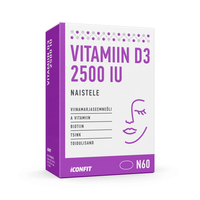 ICONFIT VITAMIIN D3 NAISTELE ÕLIKAPSLID 2500IU N60