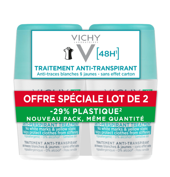 VICHY ANTIPERSPIRANT ROLL-ON 48H ANTITRACE 2X50ML