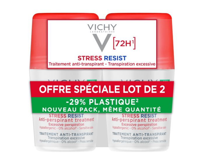 VICHY ANTIPERSPIRANT ROLL-ON 72H STRESS RESIST 2X50ML