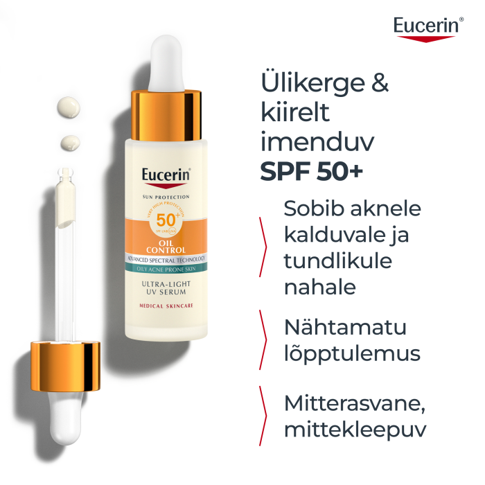 EUCERIN SUN OIL CONTROL PÄIKESEKAITSESEERUM SPF50+ KERGE 30ML