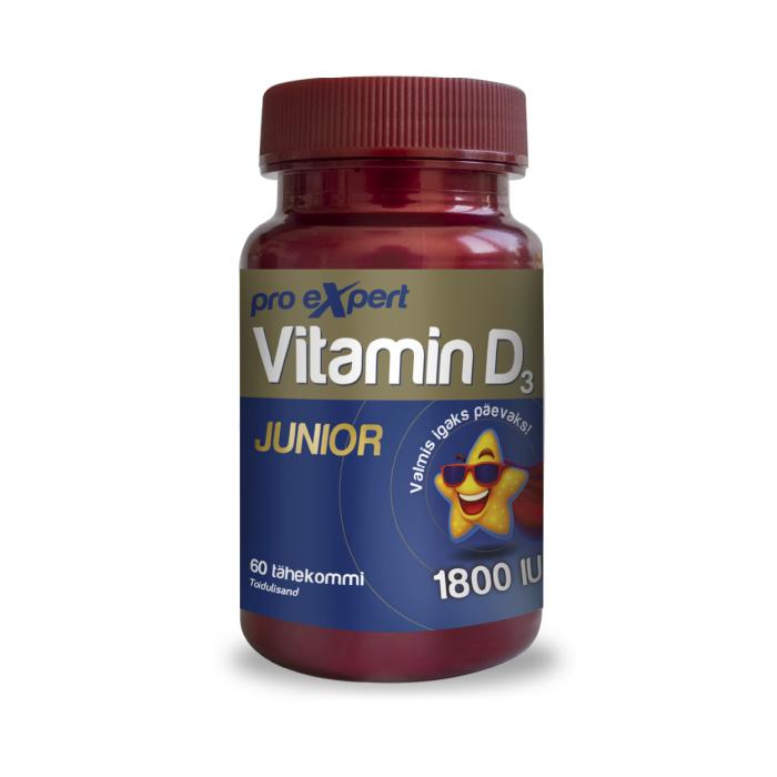 PRO EXPERT VITAMIIN D3 JUNIOR KUMMIKOMMID 1800IU N60