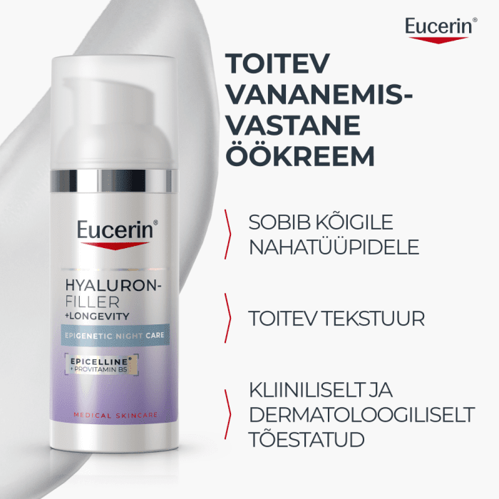 EUCERIN HYALURON-FILLER + LONGEVITY EPIGENETIC ÖÖKREEM 50ML