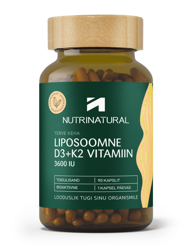 NUTRINATURAL LIPOSOOMNE VITAMIIN D3+K2 KAPSLID 3600IU N90
