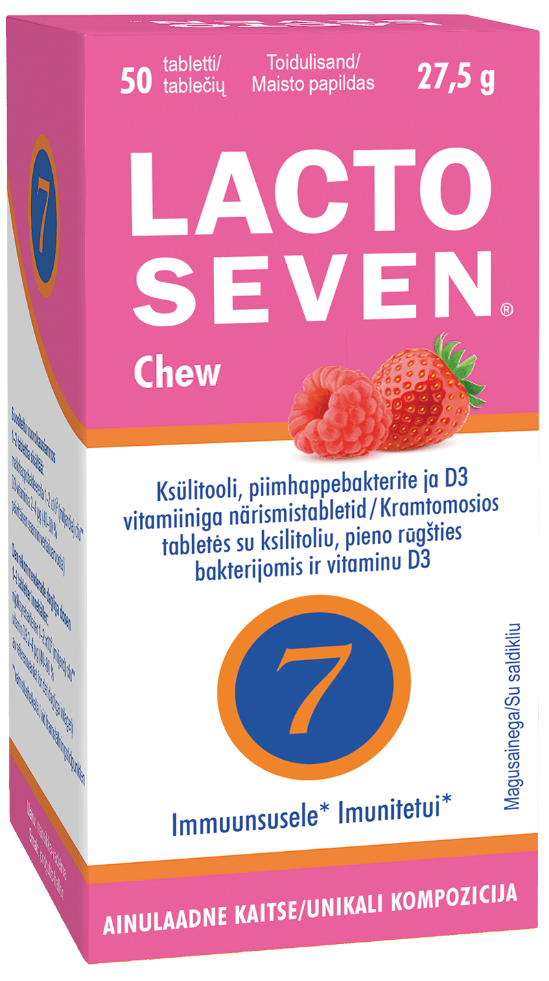 LACTOSEVEN CHEW NÄRIMISTBL MAASIKA/VAARIKAMAITSELINE N50