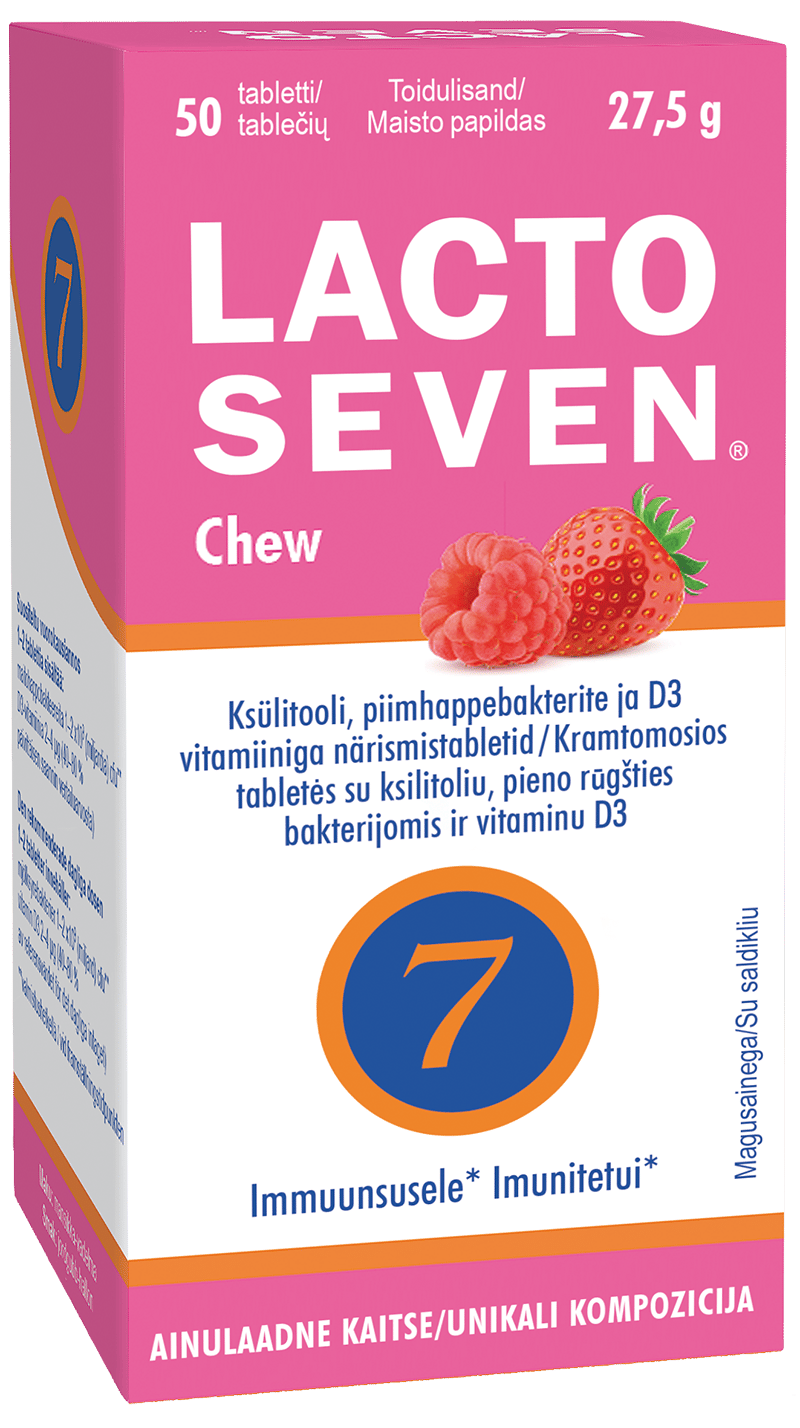 LACTOSEVEN CHEW NÄRIMISTBL MAASIKA/VAARIKAMAITSELINE N50