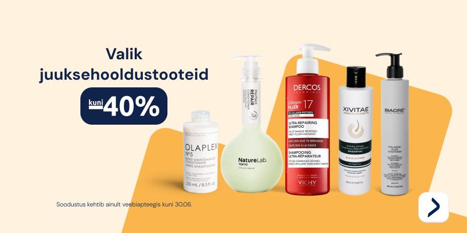 Valik juuksehooldustooteid kuni  40%