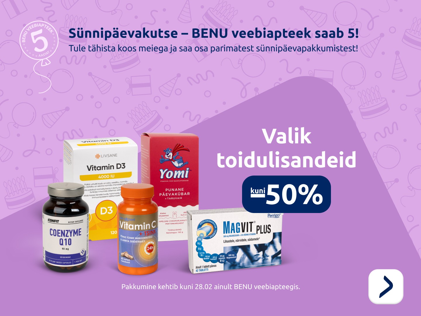Valik toidulisandeid kuni  50%